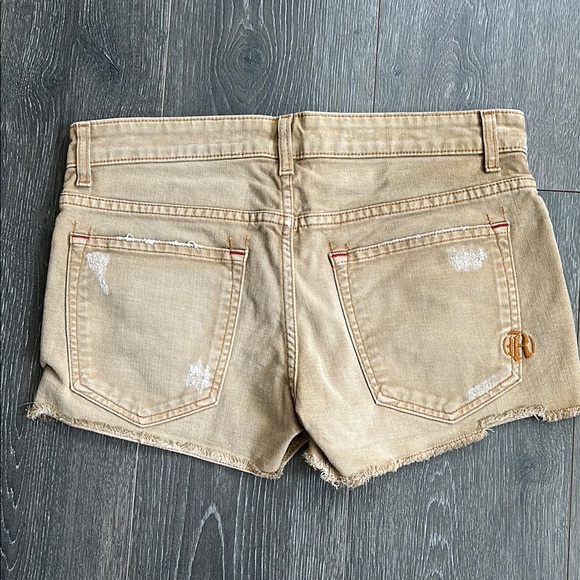 Khaki tan Distressed Women cutoff Shorts - Picture 3 of 4